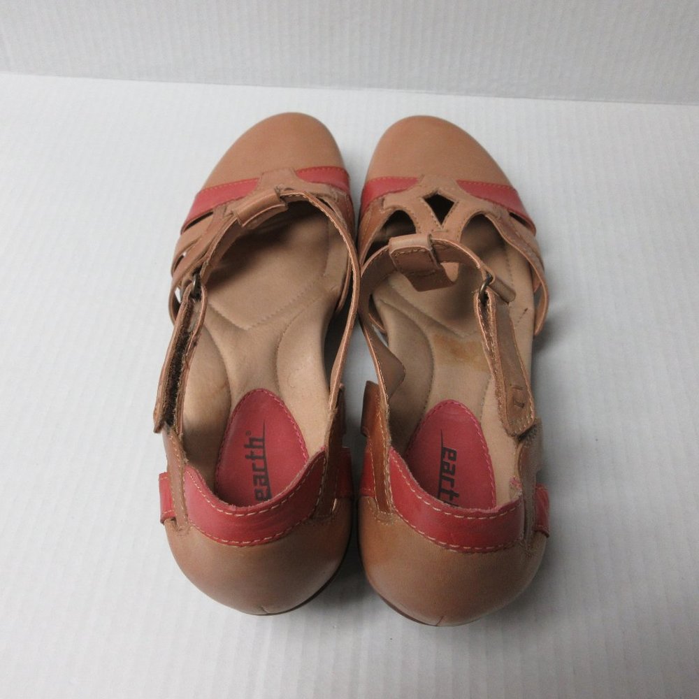 Women’s Tan and Coral Low Heel Sandals - Picture 6 of 11